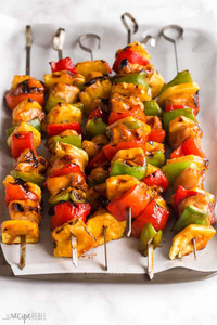 Chicken and Pineapple Kabob Skewer - 50/Case Chicken and Pineapple Kabob Skewer - 50/Case