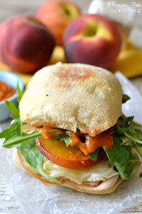 Turkey and Brie Sandwich with Peaches & Arugula Turkey and Brie Sandwich with Peaches & Arugula