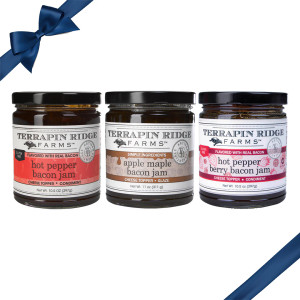 Terrapin Ridge Farms Bacon Me Crazy Sampler Set – One Jar Each of Hot Pepper Bacon Jam, Apple Maple Bacon Jam, and Hot Pepper Berry Bacon Jam Terrapin Ridge Farms Bacon Me Crazy Sampler Set – One Jar Each of Hot Pepper Bacon Jam, Apple Maple Bacon Jam, and Hot Pepper Berry Bacon Jam