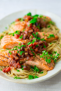 Grilled Salmon Puttanesca Grilled Salmon Puttanesca