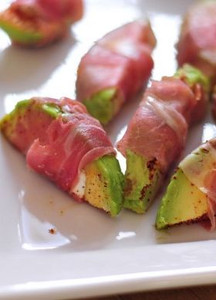 Avocado, filled with Goat Cheese, Wrapped in Prosciutto Avocado, filled with Goat Cheese, Wrapped in Prosciutto