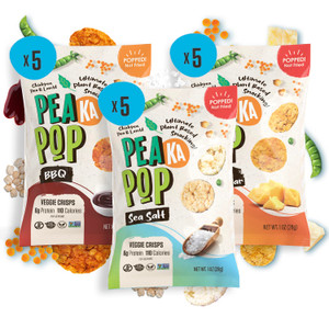 PeaKaPop Chickpea Veggie Chips Variety Pack – Vegan, 1 oz Bags (15-Pack)