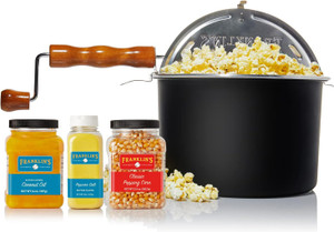 Franklin's Gourmet Popcorn - Movie Night Bundles - Stovepop Popcorn Maker, 13.5 oz Organic Popcorn Kernels, 8 oz Butter Flavored Salt, 14 oz Butter Flavored Coconut Oil Franklin's Gourmet Popcorn - Movie Night Bundles - Stovepop Popcorn Maker, 13.5 oz Organic Popcorn Kernels, 8 oz Butter Flavored Salt, 14 oz Butter Flavored Coconut Oil