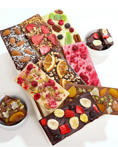Assorted Belgian Chocolate Fruit & Nut Bark Gift Tray Assorted Belgian Chocolate Fruit & Nut Bark Gift Tray