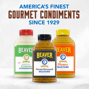 Beaver Condiments Variety Pack, Hot Cream Horseradish, Stone Ground Mustard and Honey Mustard - Pack of 3 Beaver Condiments Variety Pack, Hot Cream Horseradish, Stone Ground Mustard and Honey Mustard - Pack of 3