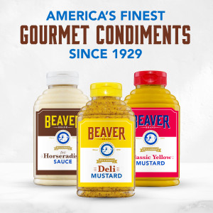 Beaver Condiments Variety Pack, Deli Horseradish, Deli Mustard and Classic Yellow Mustard - Pack of 3 Beaver Condiments Variety Pack, Deli Horseradish, Deli Mustard and Classic Yellow Mustard - Pack of 3