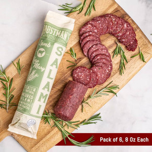 Foustman's Salami Rosemary Lamb Artisanal, Nitrate-Free, Naturally Cured, Gluten-Free, Dairy-Free, No Pork - 8 oz Sticks - Pack of 6 Foustman's Salami Rosemary Lamb Artisanal, Nitrate-Free, Naturally Cured, Gluten-Free, Dairy-Free, No Pork - 8 oz Sticks - Pack of 6