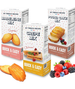 My French Recipe - French Favorite Baking Mixes Variety Pack Cake Mix, Madeleine mix, Crepe mix, Pound cake mix Variety Pack My French Recipe - French Favorite Baking Mixes Variety Pack Cake Mix, Madeleine mix, Crepe mix, Pound cake mix Variety Pack