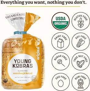 Young Kobras Organic, Gluten-Free Original Sourdough Bread - Allergen Friendly, Vegan - Pack of 2 Young Kobras Organic, Gluten-Free Original Sourdough Bread - Allergen Friendly, Vegan - Pack of 2