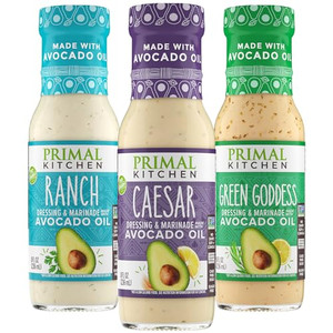 Primal Kitchen Ranch Dressing, Caesar Dressing, and Green Goddess Dressing & Marinade, Made with Avocado Oil, 8 oz - Pack of 3 Primal Kitchen Ranch Dressing, Caesar Dressing, and Green Goddess Dressing & Marinade, Made with Avocado Oil, 8 oz - Pack of 3