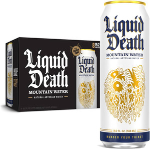 Liquid Death, Still Mountain Water, Real Mountain Source, Natural Minerals & Electrolytes - 8 Pack - King Size 19.2 oz Cans Liquid Death, Still Mountain Water, Real Mountain Source, Natural Minerals & Electrolytes - 8 Pack - King Size 19.2 oz Cans