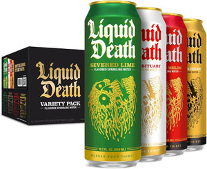 Liquid Death, Flavored Sparkling Water Variety Pack - 8 Pack - King Size 19.2 oz Cans Liquid Death, Flavored Sparkling Water Variety Pack - 8 Pack - King Size 19.2 oz Cans