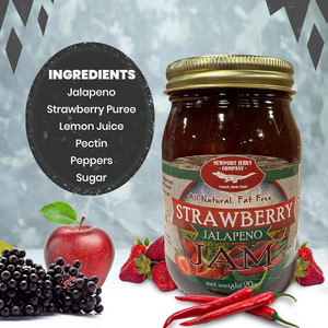 Gourmet Strawberry Jalapeno Jam - Small Batch - FAT FREE, GLUTEN FREE & ALL NATURAL Gourmet Strawberry Jalapeno Jam - Small Batch - FAT FREE, GLUTEN FREE & ALL NATURAL