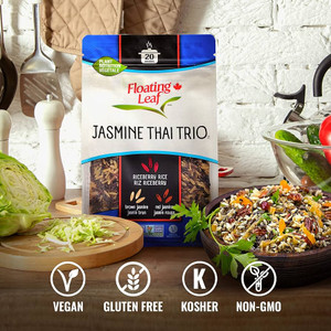 Floating Leaf Jasmine Thai Trio, Riceberry Rice (Jasmine Black Rice), Brown Jasmine Rice and Red Jasmine Rice, Non Gluten, Non-Gmo, Kosher and Vegan - Pack of 3 Floating Leaf Jasmine Thai Trio, Riceberry Rice (Jasmine Black Rice), Brown Jasmine Rice and Red Jasmine Rice, Non Gluten, Non-Gmo, Kosher and Vegan - Pack of 3