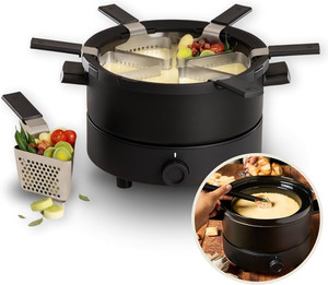 Evolution 3 in 1 Electric Fondue Set - Broth, Cheese, Chocolate Fondue Pot - Temp Control, Ceramic Bowl, 6 Baskets & Tongs - includes Cheese & Chocolate Evolution 3 in 1 Electric Fondue Set - Broth, Cheese, Chocolate Fondue Pot - Temp Control, Ceramic Bowl, 6 Baskets & Tongs - includes Cheese & Chocolate