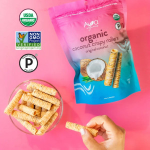 Original Coconut Crispy Rollers, Ava Organics - Lightly Sweetened Baked Coconut Crisps Pack of 8 - Gluten Free, Non-GMO, Kosher, Vegetarian Original Coconut Crispy Rollers, Ava Organics - Lightly Sweetened Baked Coconut Crisps Pack of 8 - Gluten Free, Non-GMO, Kosher, Vegetarian