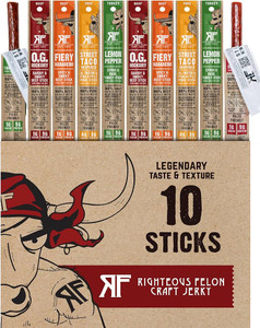 Righteous Felon Jerky Variety Pack 100% Meat Sticks | High Protein, Low Carb, Keto, Gluten Free, Craft Beef, Turkey, Pork - Pack of 10 Righteous Felon Jerky Variety Pack 100% Meat Sticks | High Protein, Low Carb, Keto, Gluten Free, Craft Beef, Turkey, Pork - Pack of 10