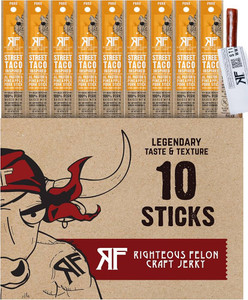 Righteous Felon Street Taco 100% Pork Meat Sticks | High Protein, Low Carb, Keto, Gluten Free, Craft Beef, Turkey, Pork - Pack of 10 Righteous Felon Street Taco 100% Pork Meat Sticks | High Protein, Low Carb, Keto, Gluten Free, Craft Beef, Turkey, Pork - Pack of 10