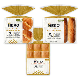 Hero Bread Party Sidekick Bundle — 0g Net Carb Hawaiian Rolls and 0g Net Carb, Hamburger Buns, & Hot Dog Buns | 0g Sugar, High Fiber Hero Bread Party Sidekick Bundle — 0g Net Carb Hawaiian Rolls and 0g Net Carb, Hamburger Buns, & Hot Dog Buns | 0g Sugar, High Fiber