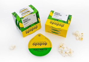 Opopop Gluten Free, Non-GMO Microwave Popcorn Pop Cups - Pickle Monster - Gourmet Kernels & Popcorn Flavoring - Pack of 6