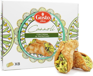 Gusto Etna Sicilian Cannoli filled with Pistachio Cream, 8 Pieces, Mini Cannoli in Gift Box with Pistachio Butter, Crunchy Sweet Delicacy from Bronte, Sicily, Italian Biscotti Cookies, From Italy - Pack of 2 Gusto Etna Sicilian Cannoli filled with Pistachio Cream, 8 Pieces, Mini Cannoli in Gift Box with Pistachio Butter, Crunchy Sweet Delicacy from Bronte, Sicily, Italian Biscotti Cookies, From Italy - Pack of 2