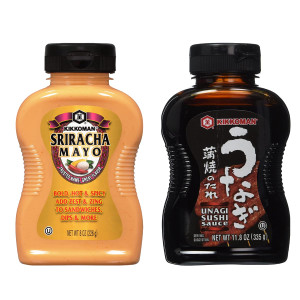 Japanese Sweet Unagi Sauce and Spicy Sriracha Mayo Sauce, Kosher - Pack of 2 Japanese Sweet Unagi Sauce and Spicy Sriracha Mayo Sauce, Kosher - Pack of 2