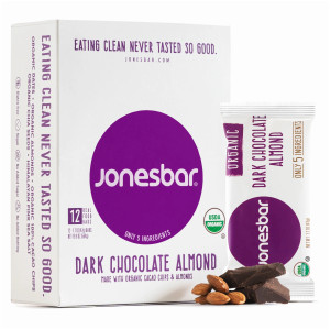 Jonesbar Dark Chocolate Almond, USDA Organic Fruit & Nut Bar, Non-GMO, Kosher, Vegan, Gluten Free - Pack of 12 Jonesbar Dark Chocolate Almond, USDA Organic Fruit & Nut Bar, Non-GMO, Kosher, Vegan, Gluten Free - Pack of 12
