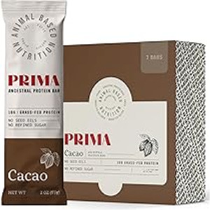 PRIMA ANCESTRAL PROTEIN BAR Grass Fed Protein Bars, Cacao - Seed Oil Free, Gluten Free, Low Carb Snacks - Pack of 7 PRIMA ANCESTRAL PROTEIN BAR Grass Fed Protein Bars, Cacao - Seed Oil Free, Gluten Free, Low Carb Snacks - Pack of 7