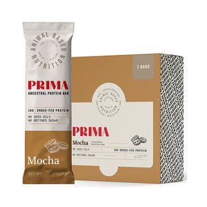 PRIMA ANCESTRAL PROTEIN BAR Grass Fed Protein Bars, Mocha - Seed Oil Free, Gluten Free, Low Carb Snacks - Pack of 7 PRIMA ANCESTRAL PROTEIN BAR Grass Fed Protein Bars, Mocha - Seed Oil Free, Gluten Free, Low Carb Snacks - Pack of 7