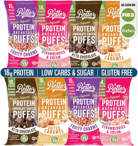 Better Than Good Sweet Puffs - Keto, Gluten-Free Protein Puffs - Paleo, Low Sugar, Low Calorie, Diabetic Friendly Snacks | Veggie Infused Protein Breakfast Puffs - Variety Pack of 8