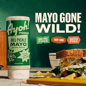 Ayoh Foods, Mayo Gone Wild, Dill Pickle - Made by Molly Baz, 12 oz Bottles - Pack of 2 Ayoh Foods, Mayo Gone Wild, Dill Pickle - Made by Molly Baz, 12 oz Bottles - Pack of 2