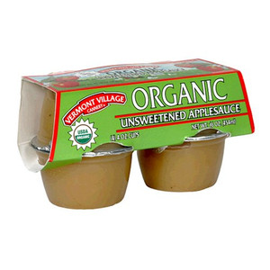 Vermont Village Applesauce Organic Unsweetened Cups, 4 Count - Pack of 2