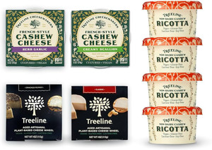 Treeline Cheese Vegan Cheese Assortment - Ricotta, Herb Garlic, Scallion, Classic Aged, Cracked Pepper Aged Cheese Wheel