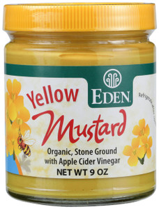 Eden Organic Yellow Mustard - Glass Jar, Stone Ground, with Apple Cider Vinegar, 9 oz - Pack of 2 Eden Organic Yellow Mustard - Glass Jar, Stone Ground, with Apple Cider Vinegar, 9 oz - Pack of 2