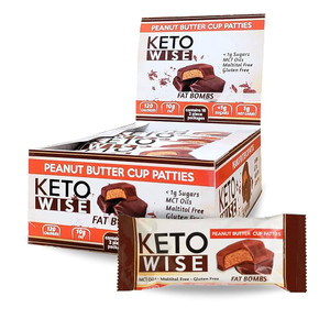Keto Wise Fat Bombs - Peanut Butter Cup Patties, Made with Chocolate containing MCT Oil - Low Fat, Low Carb and Keto Friendly Snack - 10g Fat, 1g Net Carbs - 16 Count Keto Wise Fat Bombs - Peanut Butter Cup Patties, Made with Chocolate containing MCT Oil - Low Fat, Low Carb and Keto Friendly Snack - 10g Fat, 1g Net Carbs - 16 Count