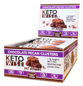 Keto Wise Fat Bombs - Chocolate Pecan Clusters, Made with Chocolate containing MCT Oil - Low Fat, Low Carb and Keto Friendly Snack - 10g Fat, 1g Net Carbs - 16 Count Keto Wise Fat Bombs - Chocolate Pecan Clusters, Made with Chocolate containing MCT Oil - Low Fat, Low Carb and Keto Friendly Snack - 10g Fat, 1g Net Carbs - 16 Count