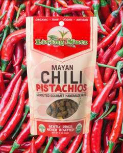 LivingNutz Mayan Chili Pistachios, Certified Organic Raw Nuts  - Pack of 2