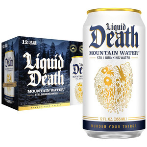 Liquid Death, Still Mountain Water, Real Mountain Source, Natural Minerals & Electrolytes - 12 Pack - 12 oz Cans Liquid Death, Still Mountain Water, Real Mountain Source, Natural Minerals & Electrolytes - 12 Pack - 12 oz Cans