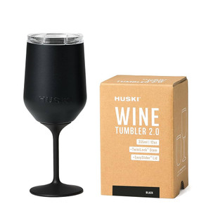 Huski Wine Tumbler 2.0 - Award-winning Design with Detachable Stem, Premium Stainless Steel Wine Glass with Lid - Black