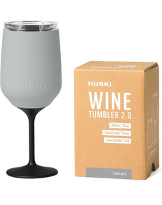 Huski Wine Tumbler 2.0 - Award-winning Design with Detachable Stem, Premium Stainless Steel Wine Glass with Lid - Stone Grey