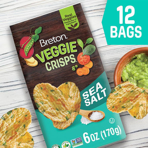 Breton Veggie Crisps Sea Salt - Popped not Fried Crisps, Made with Real Vegetables, Light and Crispy Gluten Free Chips - Pack of 12 Breton Veggie Crisps Sea Salt - Popped not Fried Crisps, Made with Real Vegetables, Light and Crispy Gluten Free Chips - Pack of 12