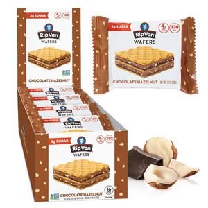 Rip Van Chocolate Hazelnut Wafer Cookies - Keto, Non-GMO, Healthy Snacks, Low Carb & Low Sugar (2g), Low Calorie, Vegan - includes 16 Rip Van Chocolate Hazelnut Wafer Cookies - Keto, Non-GMO, Healthy Snacks, Low Carb & Low Sugar (2g), Low Calorie, Vegan - includes 16