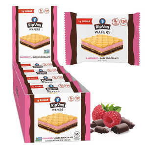 Rip Van Raspberry & Dark Chocolate Wafer Cookies - Keto, Non-GMO, Healthy Snacks, Low Carb & Low Sugar (2g), Low Calorie, Vegan - includes 16 - Pack of 3 Rip Van Raspberry & Dark Chocolate Wafer Cookies - Keto, Non-GMO, Healthy Snacks, Low Carb & Low Sugar (2g), Low Calorie, Vegan - includes 16 - Pack of 3