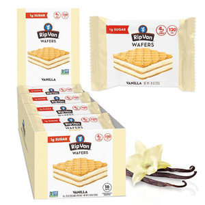 Rip Van Vanilla Wafer Cookies - Keto, Non-GMO, Healthy Snacks, Low Carb & Low Sugar (2g), Low Calorie, Vegan - includes 16 Rip Van Vanilla Wafer Cookies - Keto, Non-GMO, Healthy Snacks, Low Carb & Low Sugar (2g), Low Calorie, Vegan - includes 16
