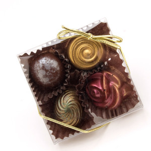 4pc Gold Chocolate Truffle Assortment, Perfect for Gifts & Events - Pack of 50 4pc Gold Chocolate Truffle Assortment, Perfect for Gifts & Events - Pack of 50