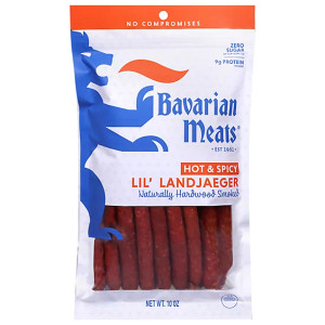 Bavarian Meats Hot & Spicy Lil' Landjaeger Meat Sticks, Smoked Sausage Protein Snacks, Zero Sugar, Great Source of Protein, Gluten Free, Keto Friendly Low Carb Snack, 10 oz Bavarian Meats Hot & Spicy Lil' Landjaeger Meat Sticks, Smoked Sausage Protein Snacks, Zero Sugar, Great Source of Protein, Gluten Free, Keto Friendly Low Carb Snack, 10 oz