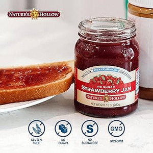 Nature's Hollow Strawberry Jam: Sugar Free Jam and Preserves, Low Cal, Non GMO, Keto Jam, Vegan, Gluten Free, and Diabetic Friendly - Sugar Free Jelly - Pack of 3 Nature's Hollow Strawberry Jam: Sugar Free Jam and Preserves, Low Cal, Non GMO, Keto Jam, Vegan, Gluten Free, and Diabetic Friendly - Sugar Free Jelly - Pack of 3