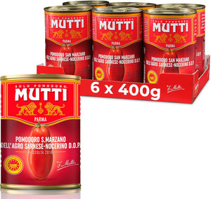 Mutti Whole Peeled Authentic San Marzano PDO Tomatoes (Pelati), 14 oz - Pack of 6
