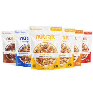 NuTrail Nut Granola Cereal Variety Pack - No Sugar Added, Keto, Low Carb, Gluten Free, Grain Free - Pack of 6