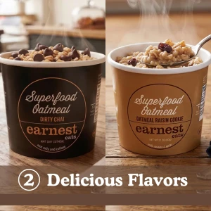 Earnest Eats Superfood Oatmeal Cups Variety Pack – Oatmeal Raisin Cookie & Dirty Chai
